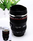 Mango Spot Best Camera Lens Thermos Stainless Steel Cup Mug for Coffee or Tea Black