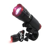 Stark Bike Light LED Set - Best and Brightest Waterproof Front and Back Lights - Sleak and Rugged - Mount wout Tools - Road Racing and Mountain Bikes - Batteries Included - 100 Replacement Guarantee