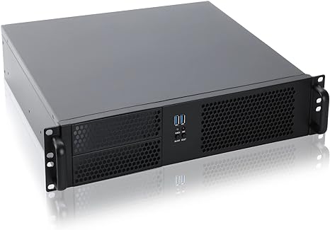 RackChoice 2U Micro ATX Compact Rackmount 2 x 5.25 Chassis Support ATX PS2 PSU with Side 80mm Fan