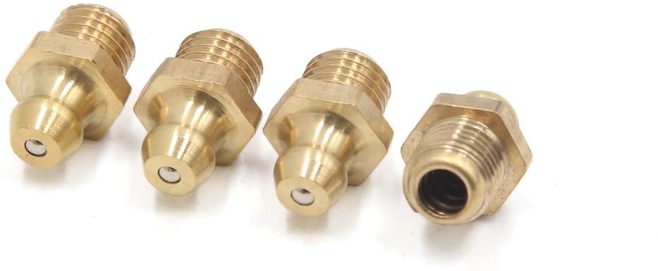 uxcell 4 Pcs Brass M8 x 1mm Thread Straight Grease Zerk Nipple Fitting for Car