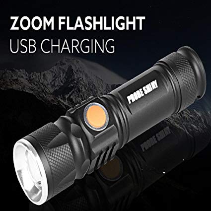 Leewa Adjustable Q5 LED Zoom 3000LM Mini USB Rechargeable Flashlight Torch
