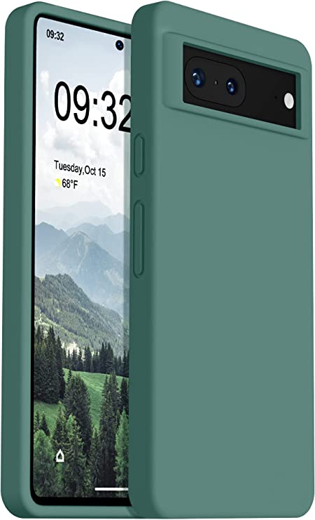 OTOFLY Designed for Pixel 7 Case, Silicone Shockproof Slim Thin Phone Case for Google Pixel 7 6.3 inch (Pine Green)