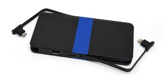 Tylt ENERGI 5K  Battery Pack with Built-In Lightning and Micro-USB Cables and Universal USB Port - Retail Packaging - Blue