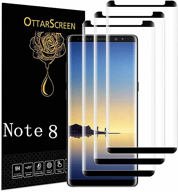 OttarScreen Galaxy Note 8 Screen Protector, 3 Pack Tempered Glass Screen Protector【3 Pack 】 Easy Installation, 3D Glass 9H Hardness Tempered Glass Screen Protector for Samsung Galaxy Note 8