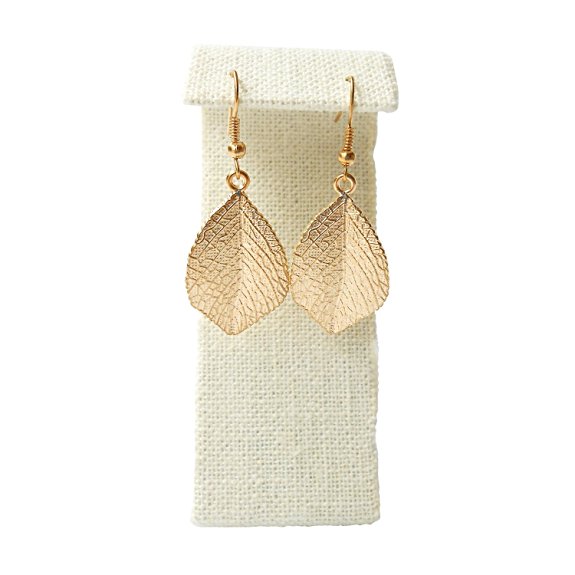 RareLove Fashion Metal Golden Leaf Drop Dangle Earrings