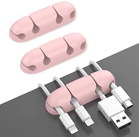AhaStyle 3 Pack Cable Organizer Clips Compact Design Desk Wire Holder Strong Adhesive Cord Holder for Organizing USB Cable/Power Cord/Wire Home Office and Car(Pink)