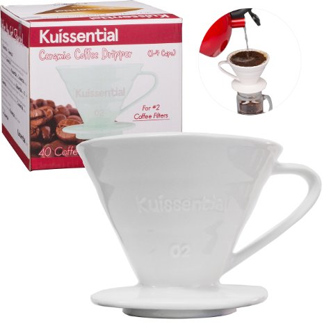 Kuissential Ceramic Coffee Dripper Filter Cone Size 02 40 filters included