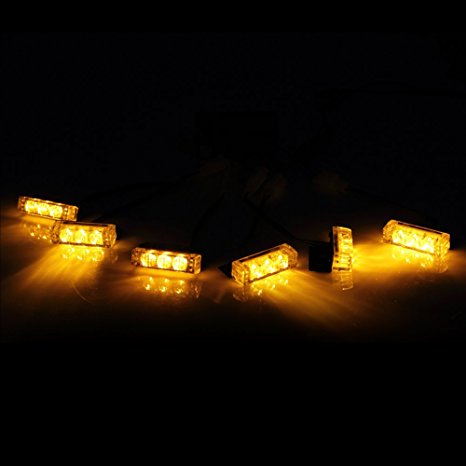 Koolertron 18 LED Emergency Vehicle Strobe Lights for Front Grille/Deck ,Yellow