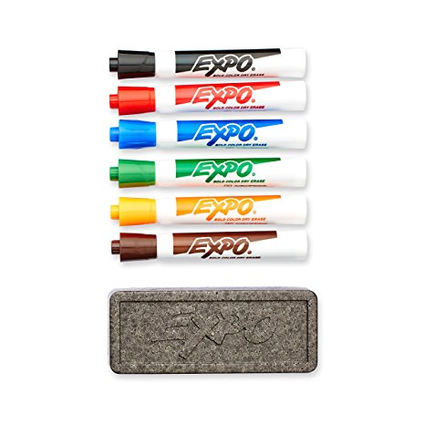 Expo Original Dry Erase Set, Chisel Tip, Assorted Colors, 7-Piece with Organizer