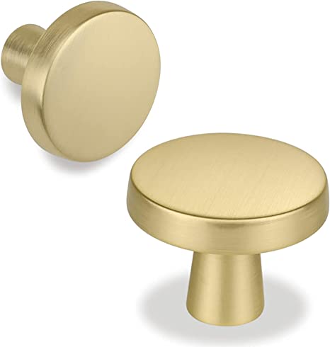 20Pack goldenwarm Modern Cabinet Knob Round Dresser Knobs- LS5310GD Brushed Brass Cabinet Knobs for Dresser Drawers Gold Drawer Pulls Brass Hardware for Cabinets