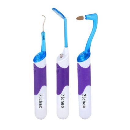 ZJchao 3 in 1 Oral Dental Hygeine LED Professional Cleaning Tool Kits - LED Dental Mirror Plaque Remove Tooth Stain Eraser