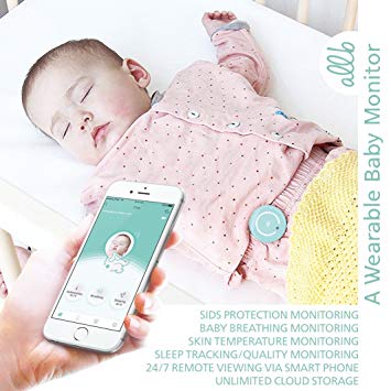 allb Smart Baby Breathing Monitor - Baby Heart Oxygen Sense Movement Sleep Monitor - Infant Motion Diaper Skin Temperature Respiration Heart Rate Alarm Monitor - Wearable Sensor