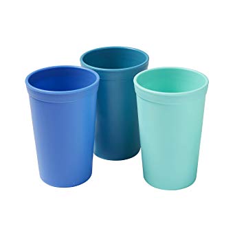 ECR4Kids My First Meal Pal Drinking Plastic Kids Cup – BPA-Free, Dishwasher Safe, Stackable Tumblers for Baby, Toddler and Children - 3-Pack, Tropical