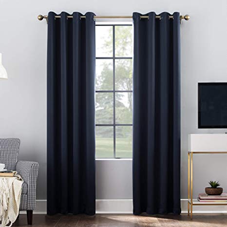 Sun Zero Oslo Theater Grade Extreme 100% Blackout Grommet Curtain Panel, 52" x 63", Navy