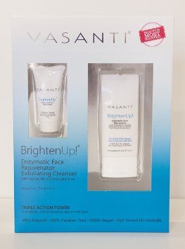 Vasanti Brighten Up - Enzymatic Face Rejuvenator Exfoliating Cleanser - 4.23 Ounce and 0.7 Ounce Tubes