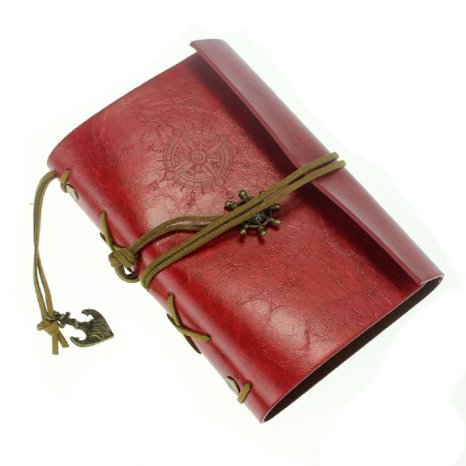 START Journal Notebook,Diary Notebook-Vintage Style Leather Cover Notebook Journal Diary (Red)