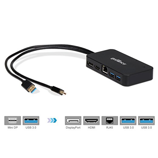 gofanco Mini DisplayPort Thunderbolt 2 Video Dock Docking Station Adapter Hub with HDMI and DisplayPort Output, 2 USB 3.0 and 1 Gigabit Ethernet port for Windows PC and Mac Thunderbolt 2 to DP or HDMI