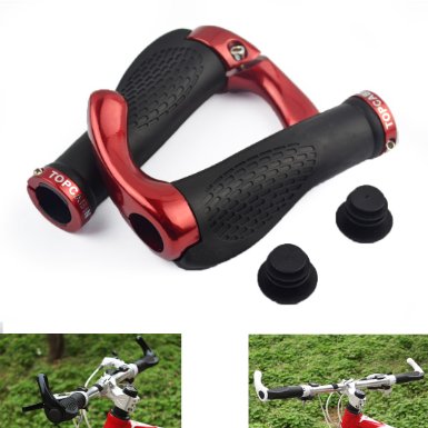 TOPCABIN® Ox Horn Silicone Ergonomic Handlebar Grips for Moutain Bike (red)