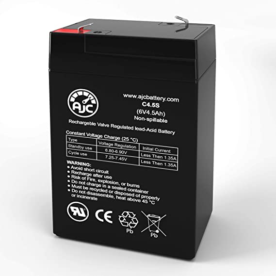 B&B BP4-6 6V 4.5Ah Emergency Light Battery - This is an AJC Brand Replacement
