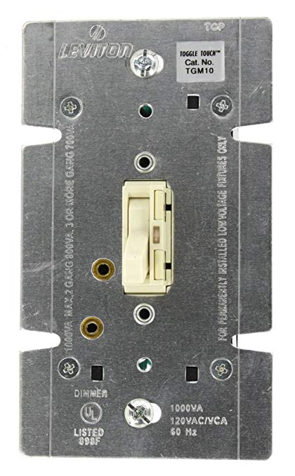 Leviton TGM10-1LA, ToggleTouch Preset Digital 1000VA Magnetic Low Voltage Dimmer, Single Pole and 3-Way, Almond