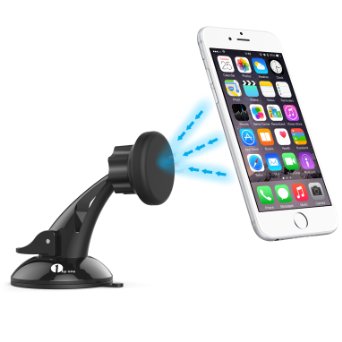 1byone Universal Windshield Dashboard Powerful Adjustable Magnetic Car Mount Holder for iphone 6 5s 5 4s, Samsung Galaxy, Tablets And Other Devices, Black