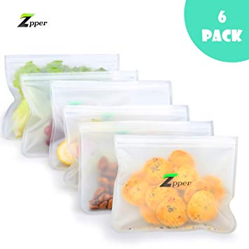 ZPPER | Reusable Food Storage Bags | Extra Thick & Large | Premium Food Grade Material | Easy to Use | Leakproof & Seal Tight | Eco Friendly | Pack Sandwich, Snacks, Lunch | Freezer Safe | FREE eBook!
