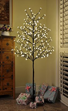 Rainleaf 6 Feet 208 LED Christmas Cherry Blossom Tree Lights with Flexible Branches, Warm White