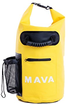 Mava Sports Waterproof Dry Bag – Mobile and Water Bottle pocket, Long Adjustable Shoulder Strap – Roll Top Sack for Adventures, Boating, Canoeing, Rafting, Camping, Snowboarding, Water Sports