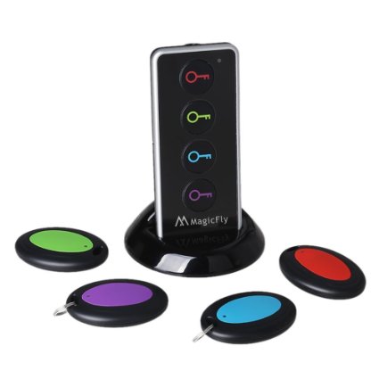 Magicfly Wireless RF Item Locator Key Finder with Base Support and LED Flashlight, Remote Control, 1 RF Transmitter and 4 Receivers