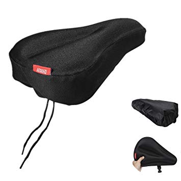 Aegend Bike Gel Seat Cushion Cover Bicycle Saddle Pad Comfortable Soft Bicycle Seat Bike Saddle Cushion for Women Men for Outdoor Cycling with Water&Dust Resistant Cover