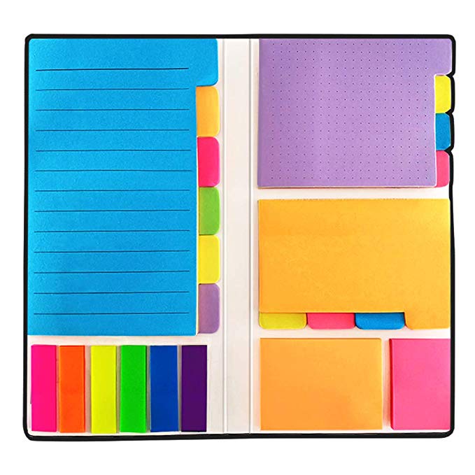Sticky Notes - Self-Stick Notes Divider Notes 60 Ruled Lined Notes (4x6),48 Dotted Notes (3x4),48 Blank Notes(4x3),48 Orange and Pink,25 per PET Color - 402 pcs Divider Sticky Notes