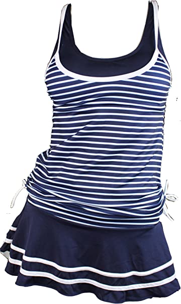 MiYang Women's Tankini Striped Vintage Swim Dress