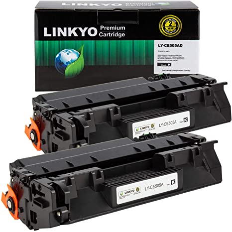 LINKYO Compatible Toner Cartridge Replacement for HP 05A CE505A (Black, 2-Pack)