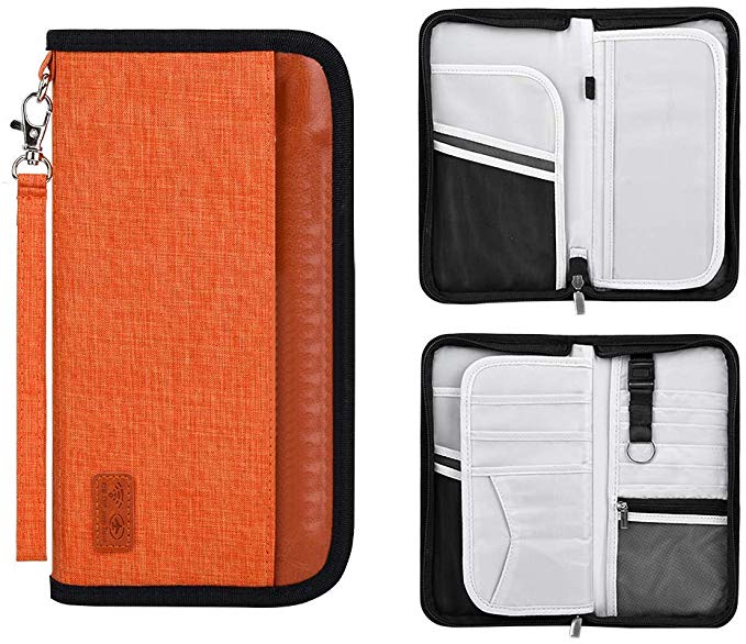 Passport Holder RFID Blocking Multifunction - Travel Wallet for Family Larger Capacity Waterproof Nylon Fabric