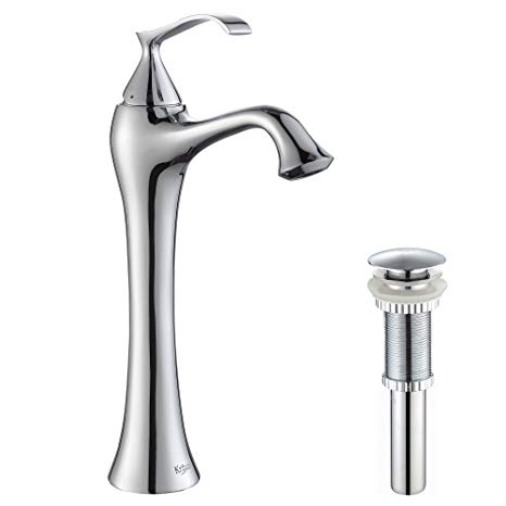 Kraus KEF-15000-PU-10CH Ventus Single Lever Vessel Bathroom Faucet with Pop Up Drain Chrome