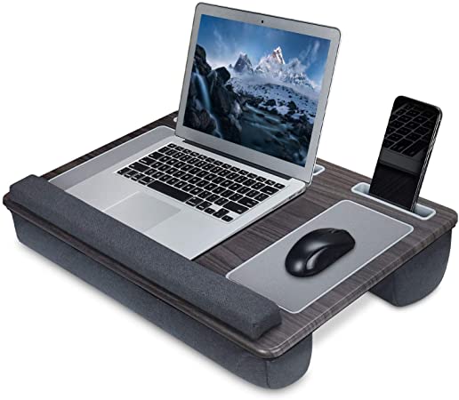 NEARPOW Lap Desk, Laptop Lap Desks for Adults with Removable Pillow Cushion Cover, Right Left Mouse Pad and Wrist Pad, Fits up to 17 inch,Laptop Stand with Tablet Phone Holder for Bed Sofa Couch Floor