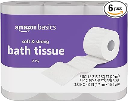 Amazon Basics Toilet Paper Soft and Strong, 6 rolls