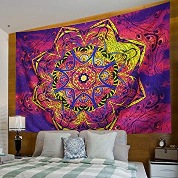 Ameyahud Colorful Mandala Tapestry Wall Hanging Hippie Psychedelic Tapestry Purple Tapestry Tie Dye Tapestry Bohemian Wall Tapestry for Bedroom