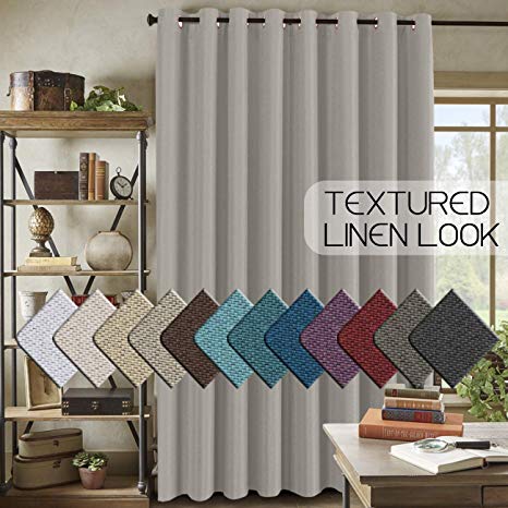 H.VERSAILTEX Taupe Linen Curtain Extra Long and Wide Curtain for Sliding Glass Door(W100 x L96) Rich Textured Linen Patio Door Curtain Panel Home Fashion Room Divider Curtain - 8ft Tall by 8.5ft Wide