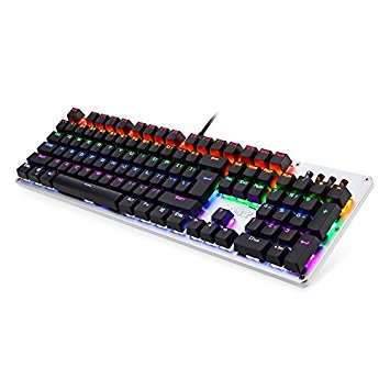 LINGBAO JIGUANSHI Mechanical Gaming Keyboard with Blue Switches,Mix LED Backlight,104 Keys Anti-ghosting (Black)
