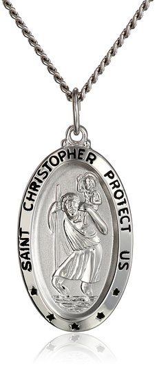 Sterling Silver Saint Christopher Medal Necklace, 20"