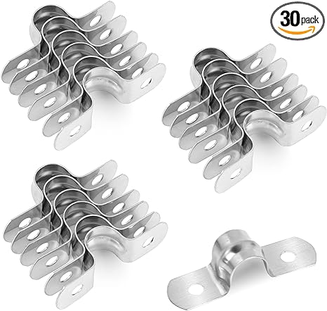 30Pcs M12 Pipe Clamps 1/2 inch Rigid Pipe Strap Pipe Clamp Tools Stainless Steel Pipe Mounting Clamp U Bracket with 2 Holes U Clamps for Fixing Pipe or Cable