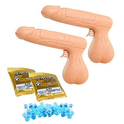ZHENDUO 2-Pack Novelty Shooting Water Gun Toys with Water Beads, Spoof Prank Game Gifts for Friends Lovers