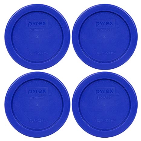 Pyrex 7202-PC Round 1 Cup Storage Lid for Glass Bowls (4, Cobalt Blue)