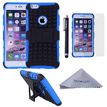 iPhone 6 Plus Case, iPhone 6s Plus Case, Wisdompro Heavy Duty Rugged Hybrid Dual Layers Shockproof Bumper Protective Kickstand Case for 5.5 Inch Apple iPhone 6 Plus iPhone 6s Plus - Blue and Black