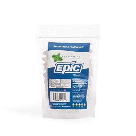 Epic Dental 100% Xylitol Sweetened Breath Mints, Peppermint Flavor, 1000 Count Bag