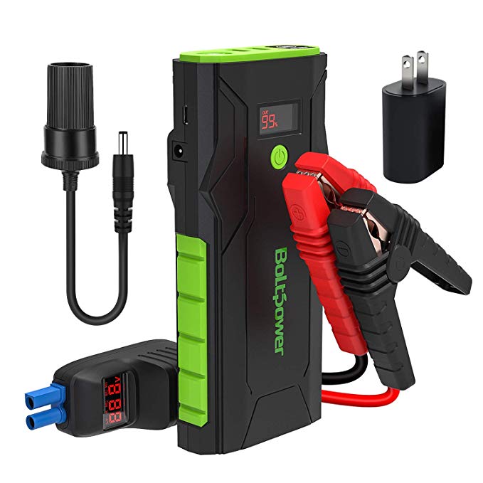 Bolt Power G33A 12V Car Jump Starter 1500A Peak Battery Booster for Gasoline Engines up to 8L, Diesel Engines up to 6.5L, Dual USB Ports and Type-C Portable Power Pack, Built-In LED Flashlight