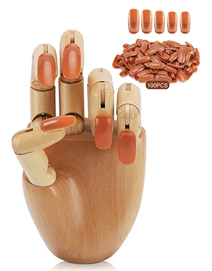 Nail Training Practice Hand, YaFex Flexible Fake Train Hands for Acrylic Nails, Nails Practice Paint Display, Wood Manicure DIY Practice Tool for Beginners Techs Home Salon