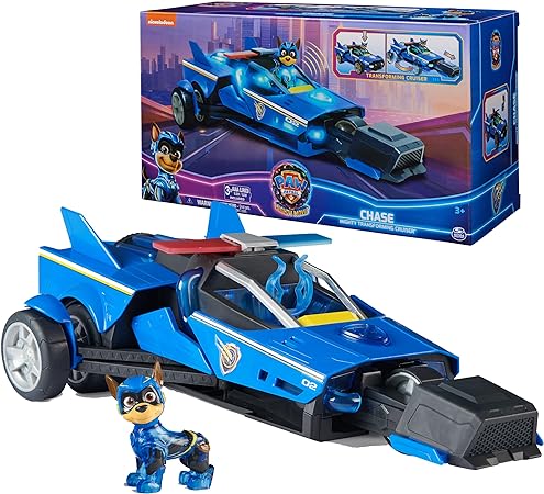 Paw Patrol: The Mighty Movie, Chase’s Mighty Transforming Cruiser with Mighty Pups Action Figure, Lights and Sounds, Kids Toys for Boys & Girls 3