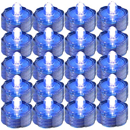 JYtrend SUPER Bright LED Floral Tea Light Submersible Lights For Party Wedding (Blue, 20 Pack)